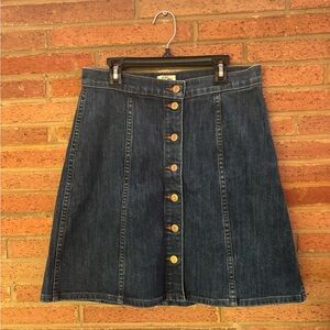 J. Crew Women's Button Front Denim Mini Skirt A-Line Blue Jean Size 28